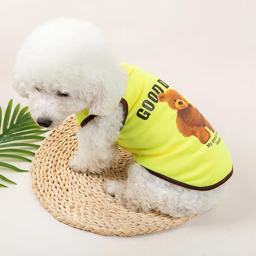 Spring  Dog Vest Thin Breathable Puppy Clothes Cute Bear Printed Cat T-shirt Sleeveless Chihuahua Pullover Pet Supplies
