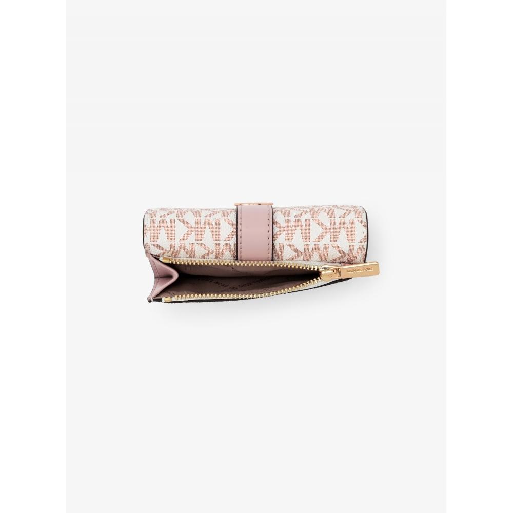 Michael Kors Женский трехскладной кошелек-конверт S Greenwich Оптический белый с розовым золотом 35