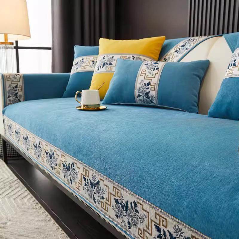 Chinese Style Chenier Sofa Cushion Four Season Universal Anti Slip Sofa Cover Fully Covered Machine Washable Decor Sofa Towel