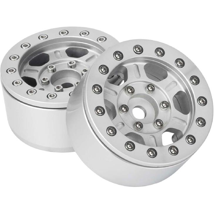 4PCS 1.55 inch Metal Beadlock Wheels Rim Hub RC Aluminum Alloy Wheel Replacement for 1:10 RC Rock Crawler Car for Axial 90069 D90 TF2 Tamiya CC01 MST