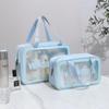 PU Transparent Frosted PVC Toiletry Bag - Portable Waterproof Handheld Cosmetic Storage