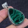 Natural Malachite Gemstone 925 Sterling Silver Jewelry Pendant 2.17" b5U79