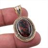Natural Mahogany Obsidian 925 Sterling Silver Jewelry TwoTone Pendant 1.50" L4e22