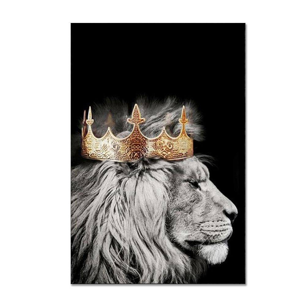 Black Lion King and Lioness Queen Poster Prints Animal Wall Art Picture Canvas Painting Home Decoration for Living Room