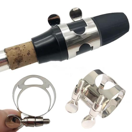 Clarinet Ligature Clarinet Mouthpiece Ligature with Adjustable Screws Rustproof Polished Surface B Flat Silver Clarinet Ligature