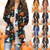 Женская мода, повседневный кардиган с принтом на Хэллоуин, средней длины, куртка с длинными рукавами, пальто