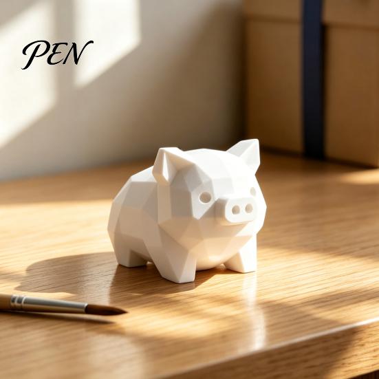 Поделка своими руками для детей и взрослых, 3D-печатная фигурка поросенка, Геометрическая низкополигональная статуэтка свинки, Прочная уникальная фигурка из PLA, Современное искусство, Настольное украшение
