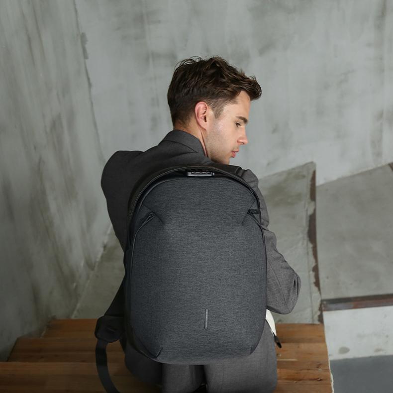 Men Backpacks Kingsons 180° Open Anti-theft Customs Lock with USB Charging Port Male Backpack 15.6 Inch Laptop Backpack Gray KS3204W