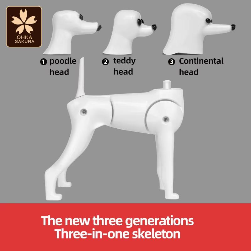 Pet Groomer Fake Dog Model New Three-In-One Model Teddy Ram Poodle Shape Head Practice Fake Hair Model Dog for Grooming