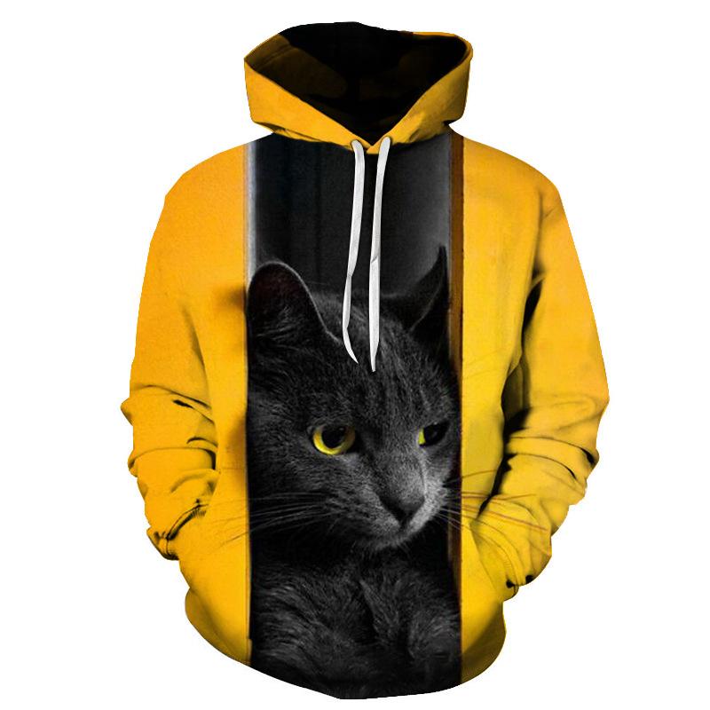 Новая супер милая толстовка с капюшоном 3D Cat для мужчин и женщин, сделай сам, с капюшоном, осенний уличный наряд для мальчиков и девочек с изображением животных, белый пуловер