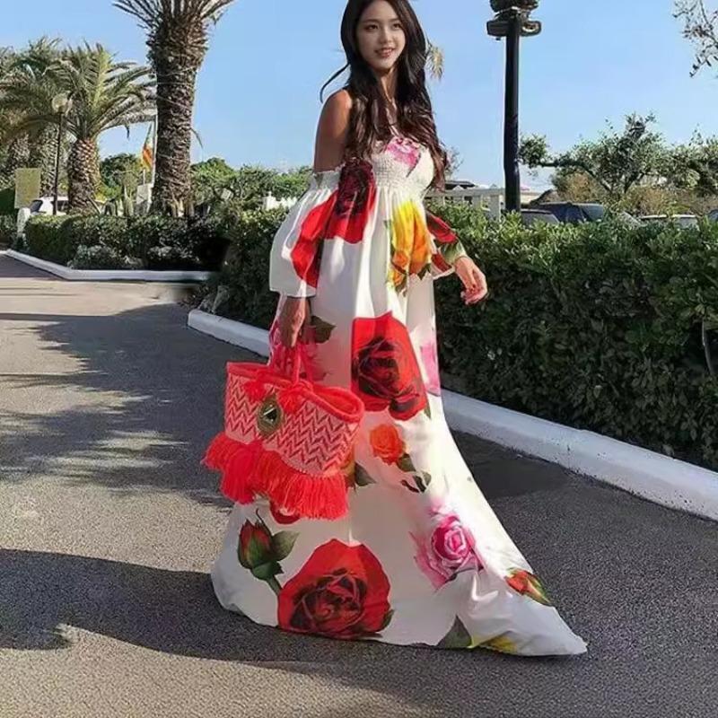 Женское платье без бретелек с принтом на одно плечо