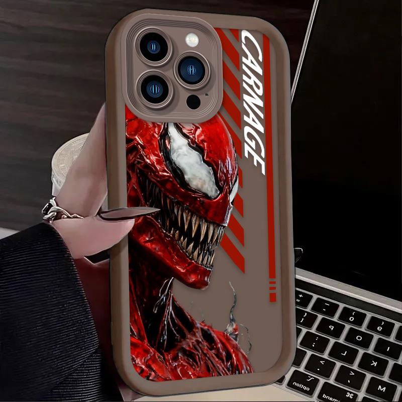 Marvel Venom Carnage Phone Case For iPhone 17 Air 16 16E 15 14 13 12 11 Pro Max X XS X S Max XR SE 2020 SE4 7 8 Silicone Cover