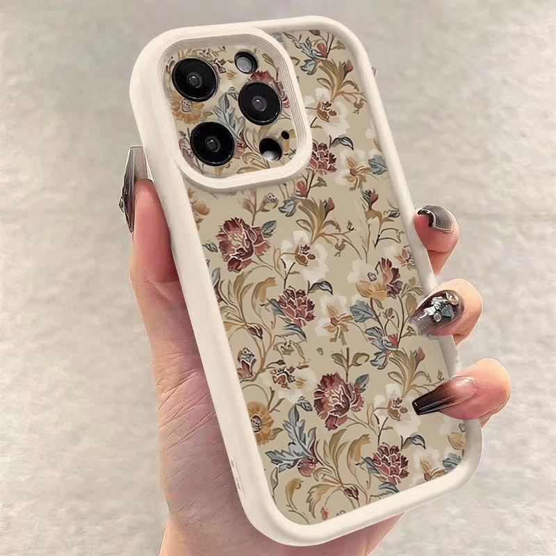 Винтажный цветочный чехол для телефона iPhone 17 Чехлы iPhone 16 16e 15 14 13 12 11 Pro Max XS XR 7 8 Plus Ударопрочный мягкий чехол
