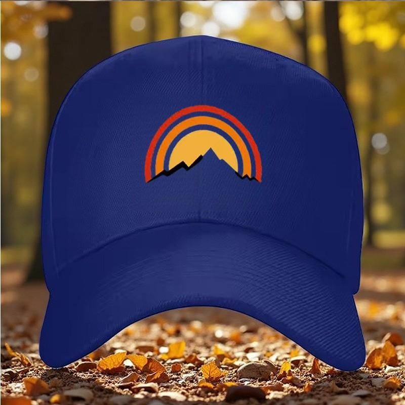 Mountain Rainbow Print Baseball Cap Unisex Adjustable Outdoor Sun Hat Breathable