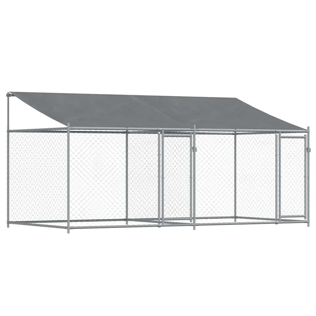 Vidaxl Klatka Dla Psa, Z Dachem I Drzwiami, Szara, 4X2X2 M, Stal