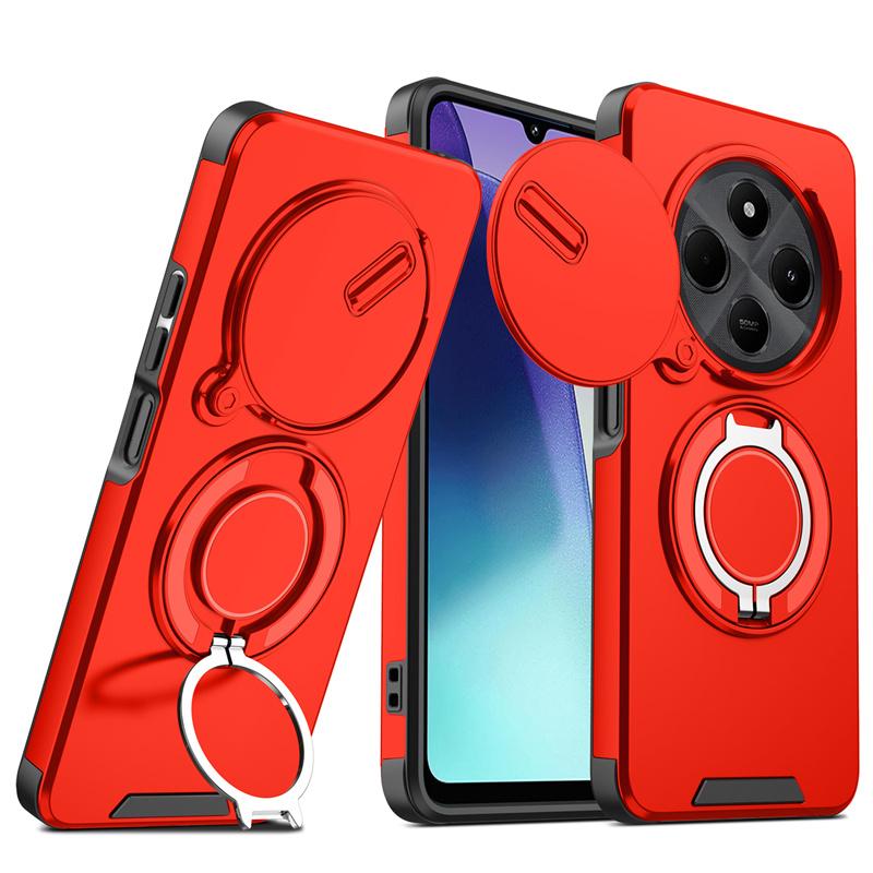 Чехол для Xiaomi Poco C75 4G Чехол Armor Сдвижная Защита Объектива Крышка для Poko Little C75 C 75 Pococ75 Автомагнитное Кольцо-Подставка Funda