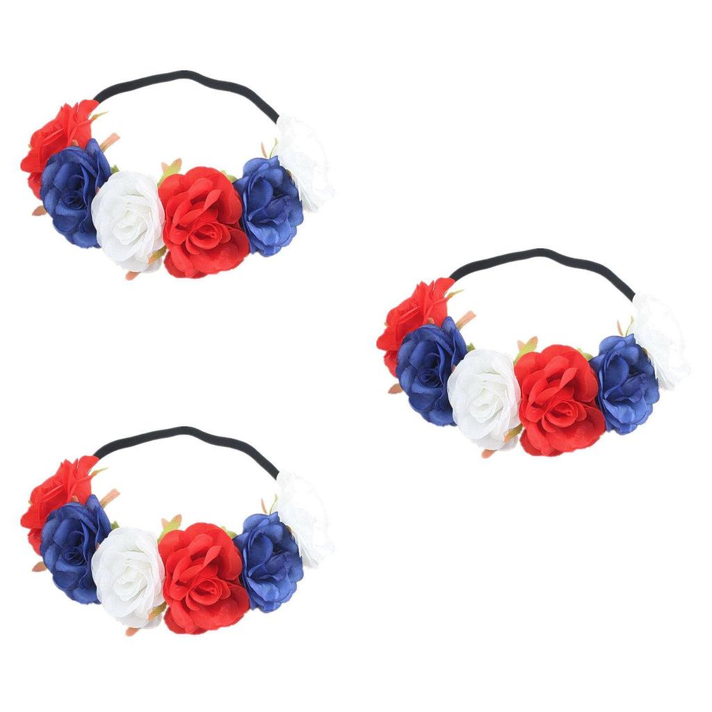 Красно-бело-синий венок из цветов на голову для торжеств, посвященных Юбилею Королевы
