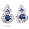 [P1238] - Silver 'Sissi' Sapphire Blue Silver Earrings (rhodium-plated) - 18x11 Mm