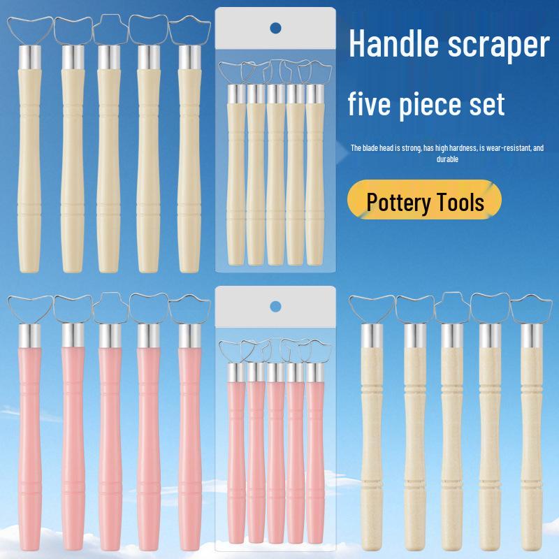 5-Piece Pottery Tool Set for Shaping, Sculpting, Handles