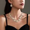 Европейские и американские роскошные сверкающие ожерелья со стразами, серьги, комплект из двух предметов, свадебный комплект украшений из жемчуга, аксессуары для платья