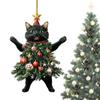 Cartoon Christmas Cat Pendant 2D Cat Hanging Ornaments Creative Xmas Tree Ornaments  Christmas Day