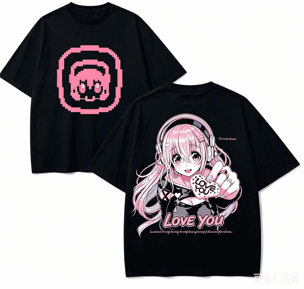 Super Sonico Anime Lover T-shirt Harajuku Cotton New Model High Street Oversized Unisex Retro