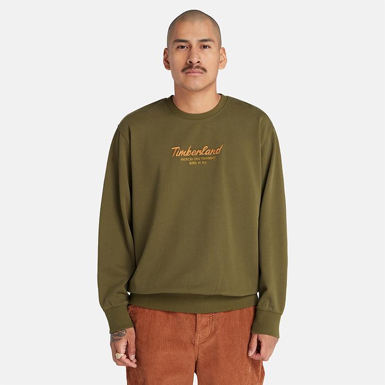 Timberland Casual Terry Crewneck Sweatshirt Unisex Sweatshirt Dark-Olive-Green A6K5D-302