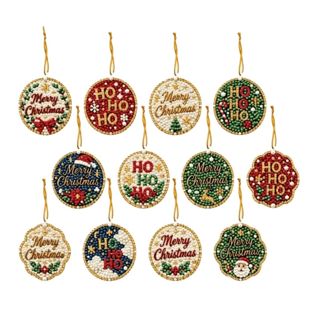 12 pcs Snowman Christmas Tree Hanging Pendant Xmas Tree DIY Rhinestone Pendant Art Kit Christmas