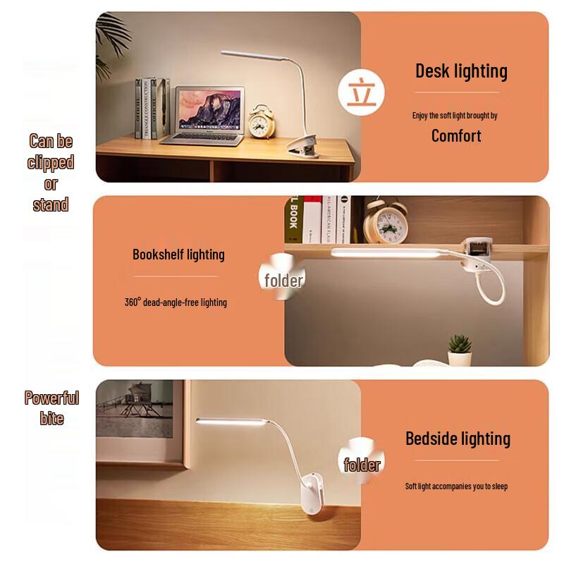 Rechargeable Clip-on LED Desk Lamp for Study and Bedside