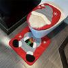 Santa Toilet Seat Cover Set 2PC, Christmas Bathroom Decor Santa On The Toilet Seat Cover and Mat for Xmas