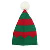 Knitted Christmas Hat For Adults Unisex Cute Green Red Striped Xmas Hat For New Year Festive Party