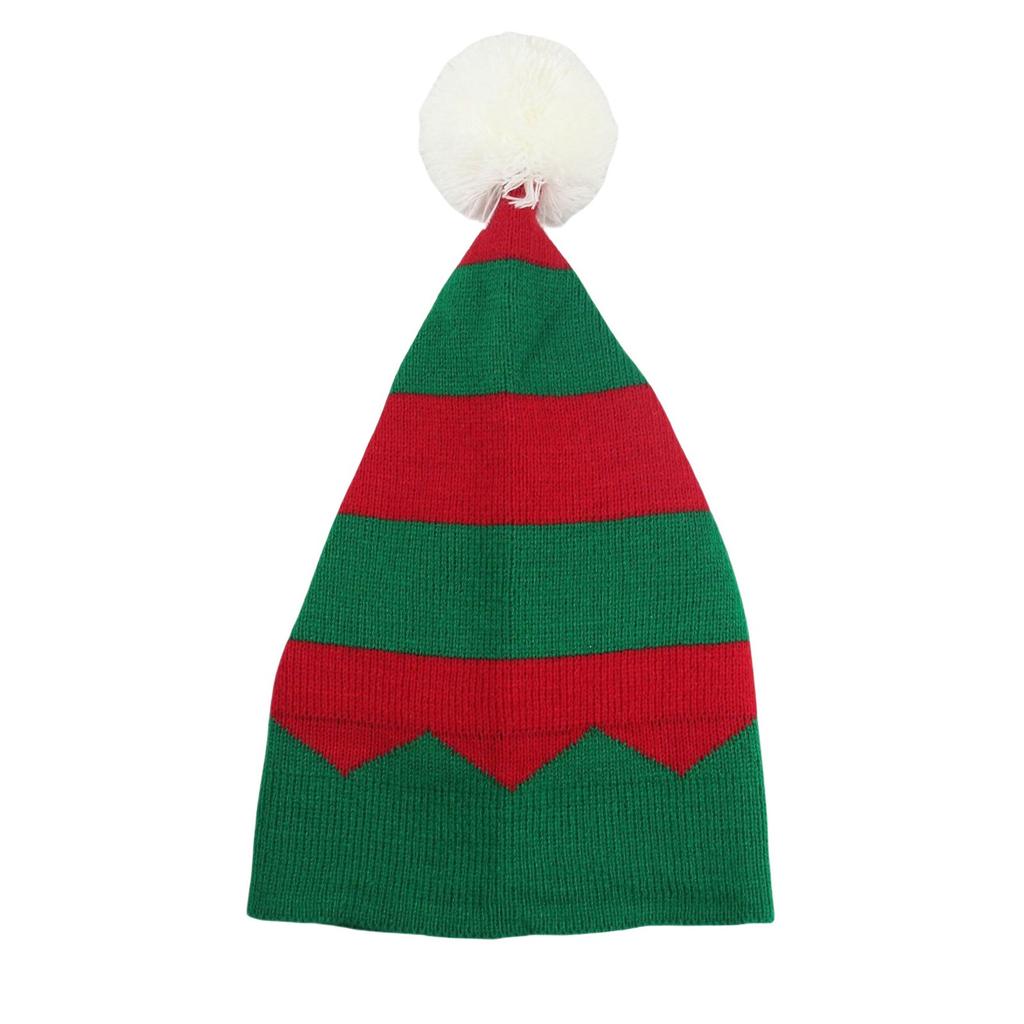 Knitted Christmas Hat For Adults Unisex Cute Green Red Striped Xmas Hat For New Year Festive Party