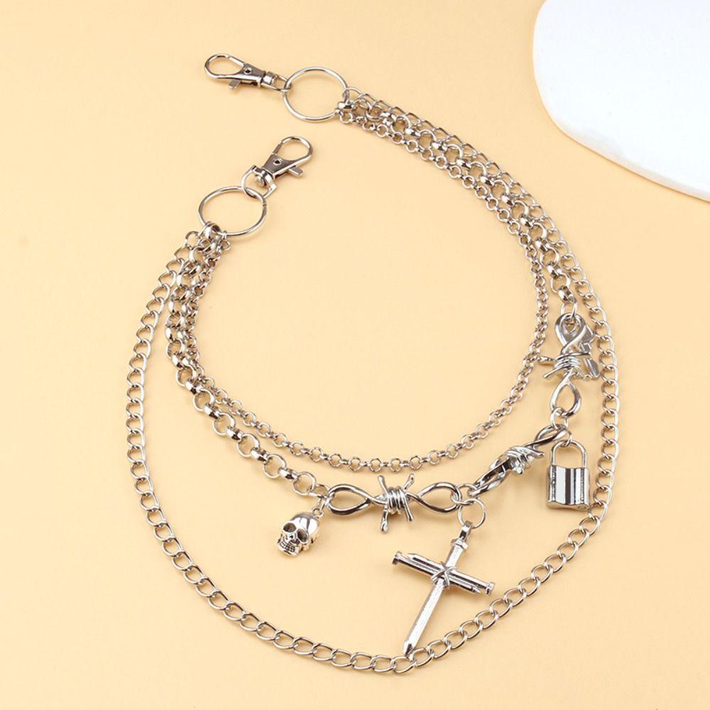 Модная готическая поясная цепь Хип-хоп Металлический сплав Подвеска с кисточкой Цепочка для брюк Y2K Харадзюку Джинсовая цепочка Для женщин Мужчин