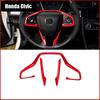 Красная внутренняя накладка на руль для Honda Civic 2016-2020 10-го поколения