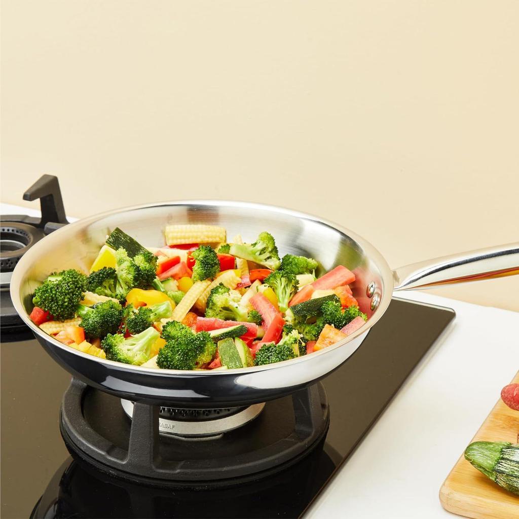 Triply Frying Pan | Induction and Gas Stove Compatible | Three-Layer Durable Construction | Uniform Heating