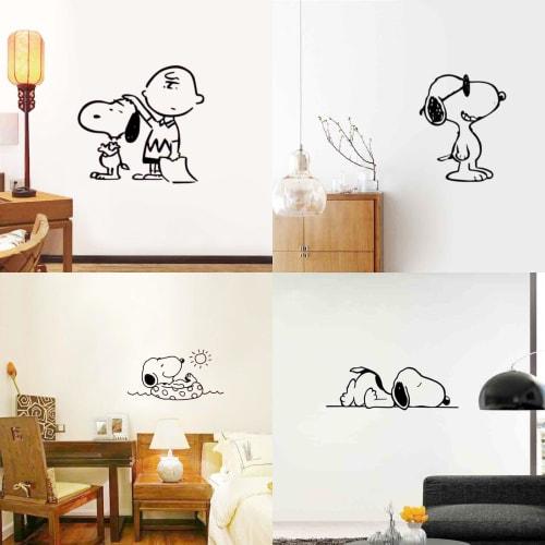 Popular Cute Snoopy Wall Stickers, 12-Piece Set, Ins-Style Korean Style, Stylish Wallpaper, Room Decor, Living Room, Window, Bathroom, Toilet, Cute Sn