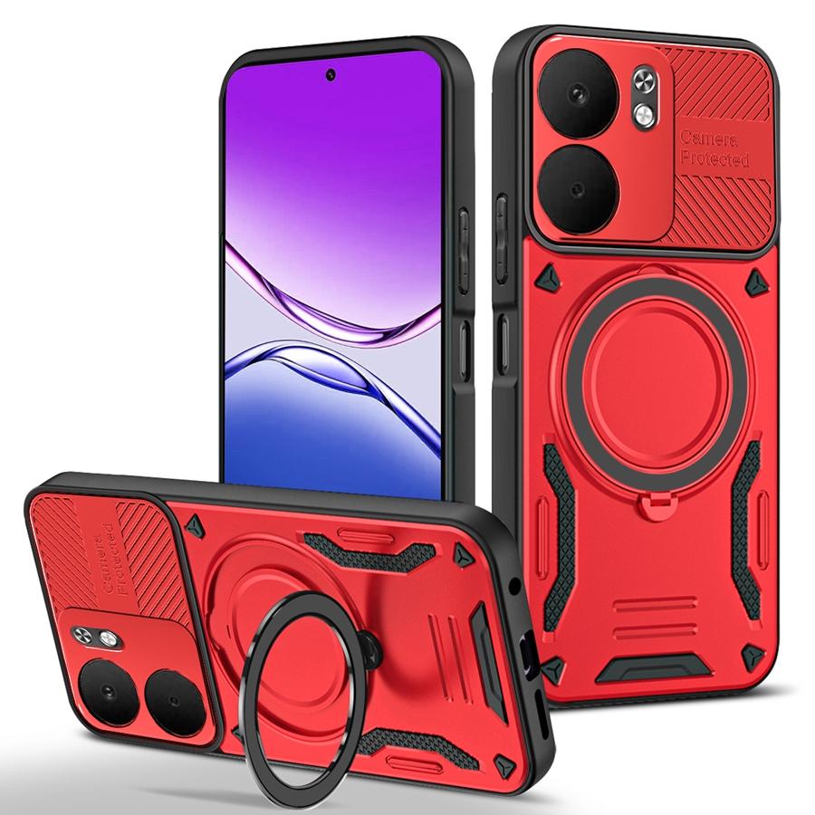 Бронированный противоударный магнитный чехол для OPPO Reno 13 13F 14F A5 5G A5X Realme 14 Pro Plus 14X C75 с держателем-кольцом для автомобиля