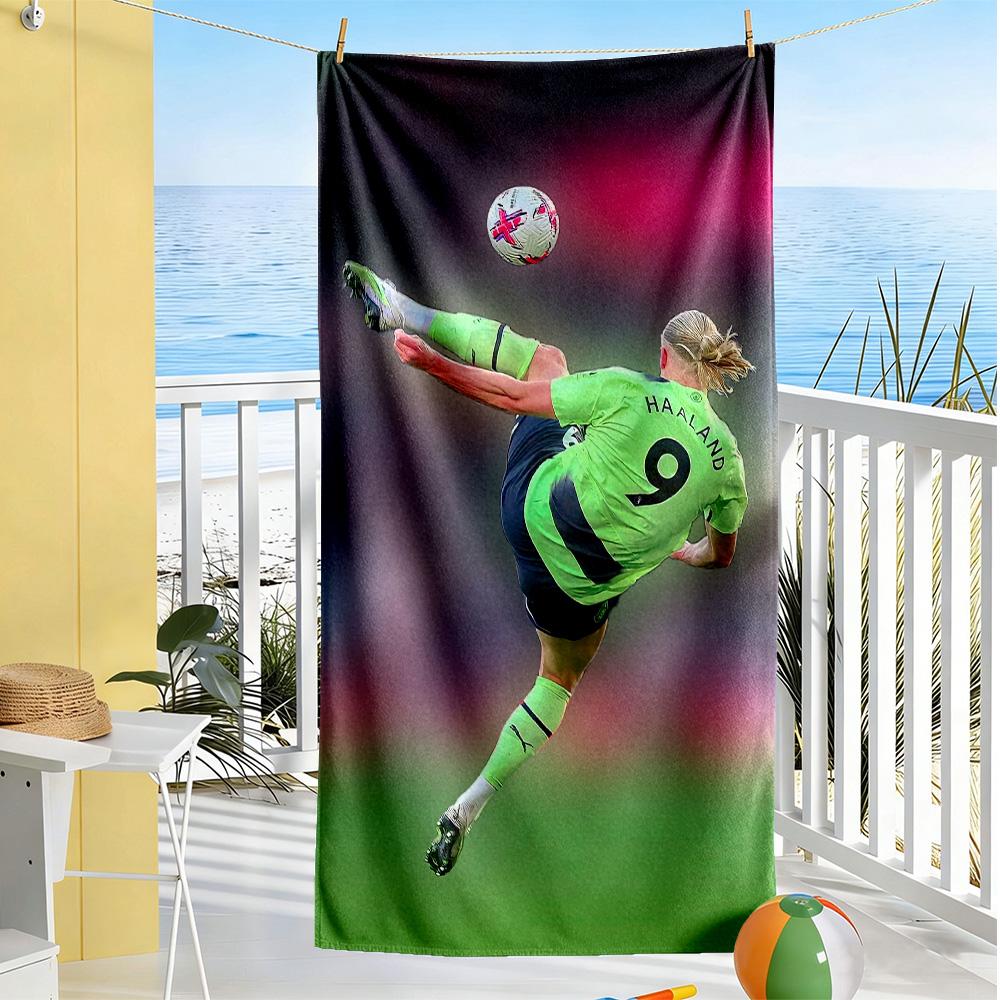 Haaland Fan Beach Towel Quick-Dry Soft Microfiber Comfortable Lightweight Suitable for Swimming, Gym, Camping, Yoga Vacation