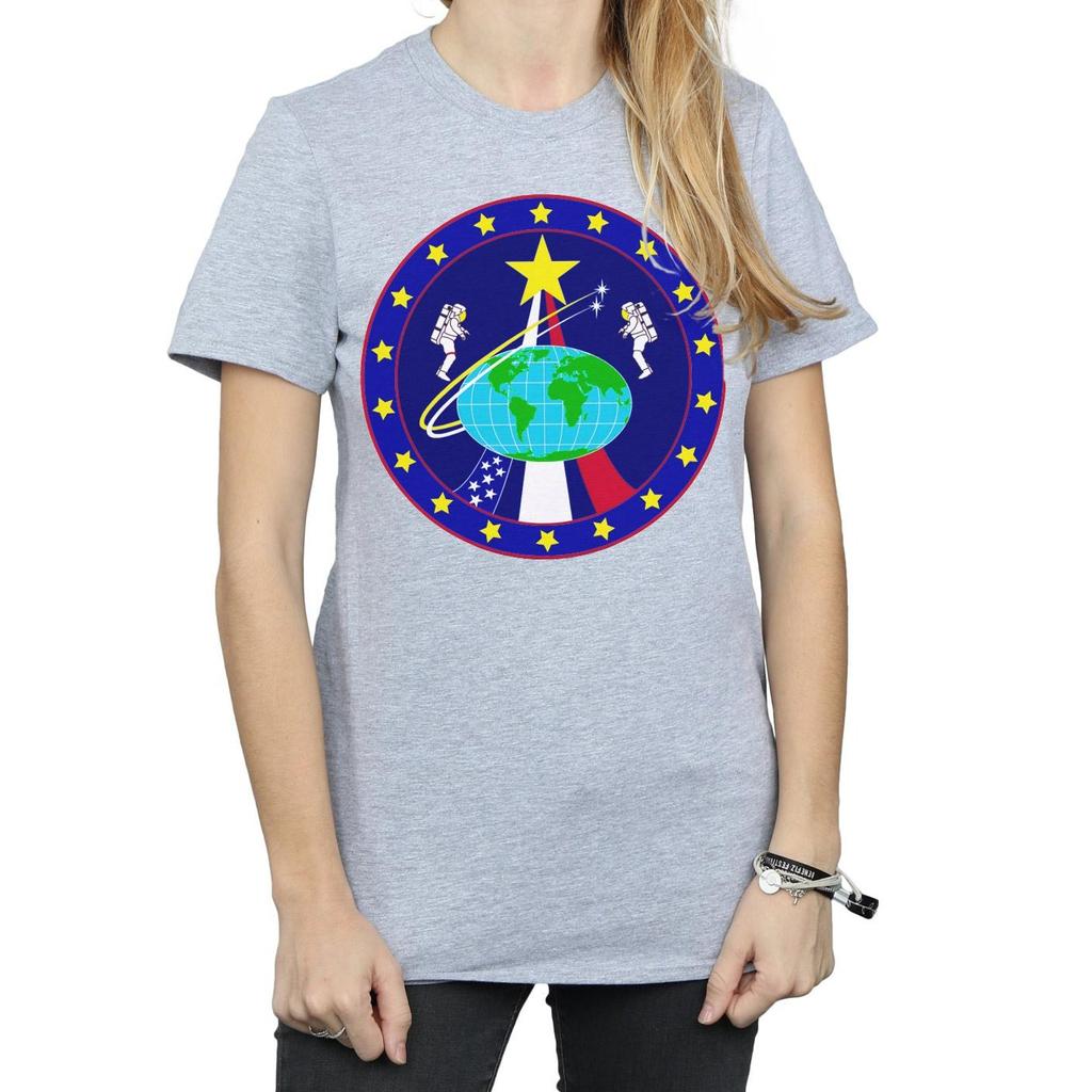 NASA Womens/Ladies Classic Globe Astronauts Cotton Boyfriend T-Shirt