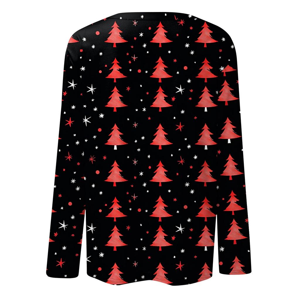 Рубашки с длинным рукавом для женщин, милые футболки с принтом на Рождество, блузки, повседневные топы больших размеров, пуловеры