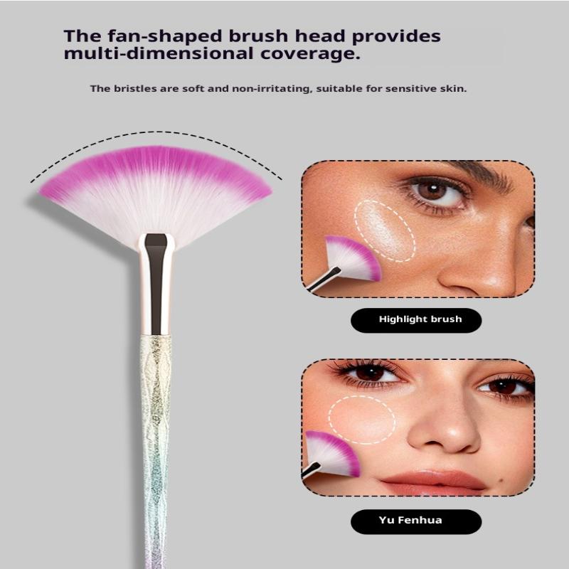 Large Flat Highlight Blush Fan-Shaped Makeup Brush Powder Loose Powder Face Brush Soft Cosy Even Color Tools