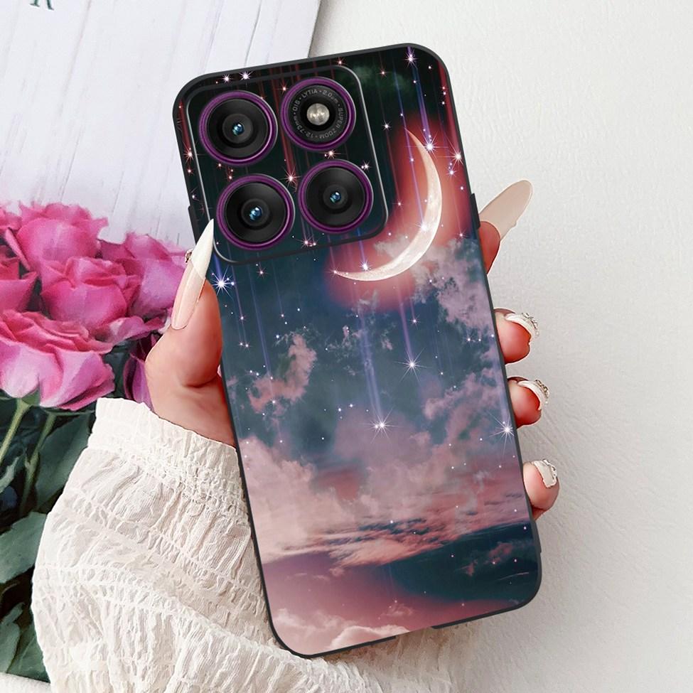 Для Motorola Edge 60Pro XT2507-1 Задняя крышка Для Motorola Edge 60 Pro Чехол Милый Мультяшный Роскошный Цветочный Рисунок Черный Силикон 6.7"