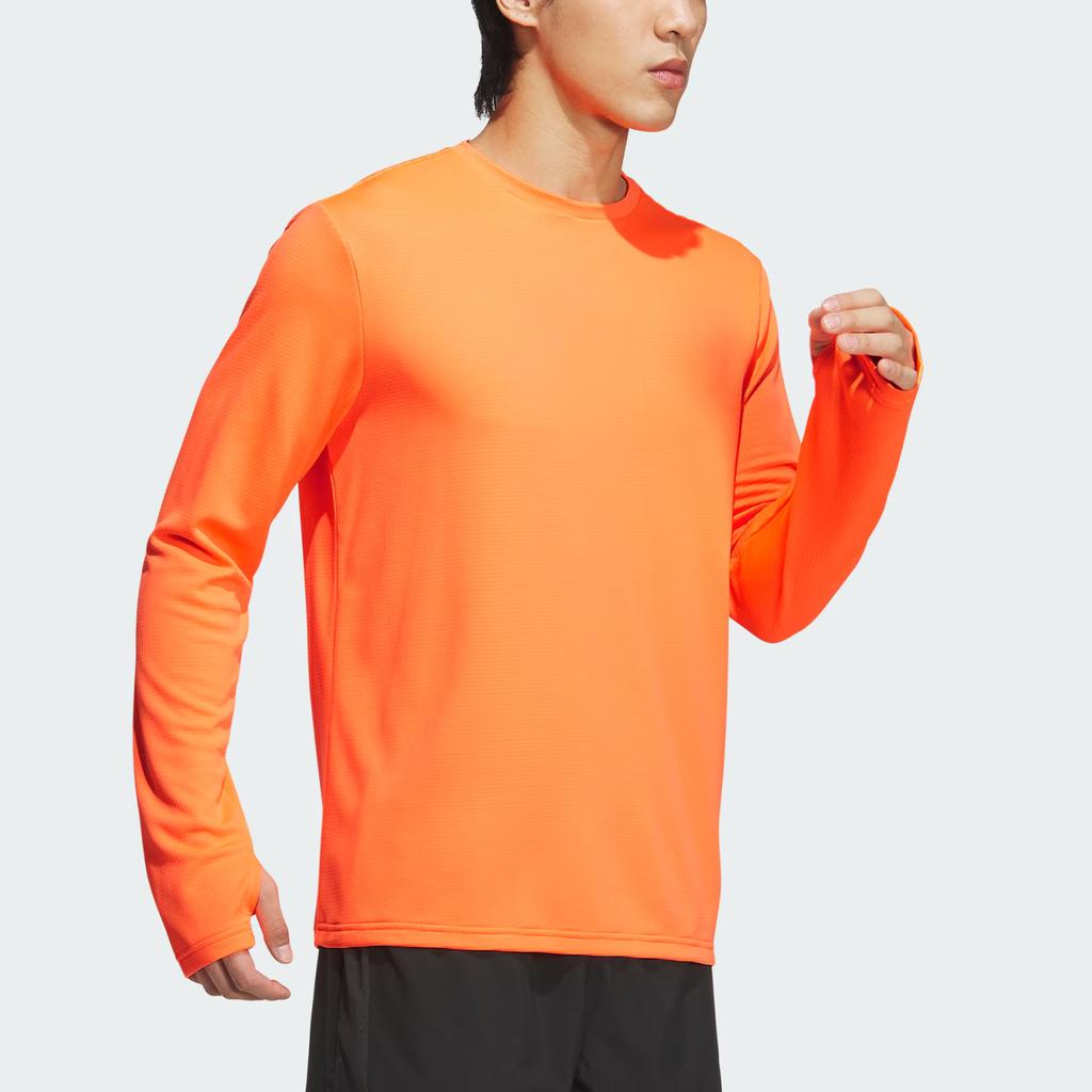 Adidas FW24 ESS RN T LS WR Running Pullover Crew Neck Sports Long Sleeve T-Shirt Unisex Tops Alert-Red-Fluorescent Deep-Silver-Gray JV6928