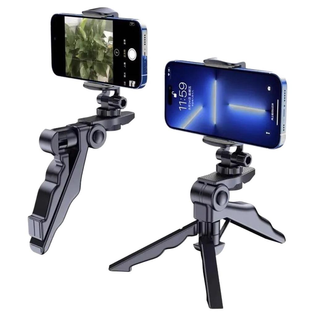 Portable Phone Holder: Telescopic Desktop Stand with Clip Handle for Douyin Selfies and Tripod Use