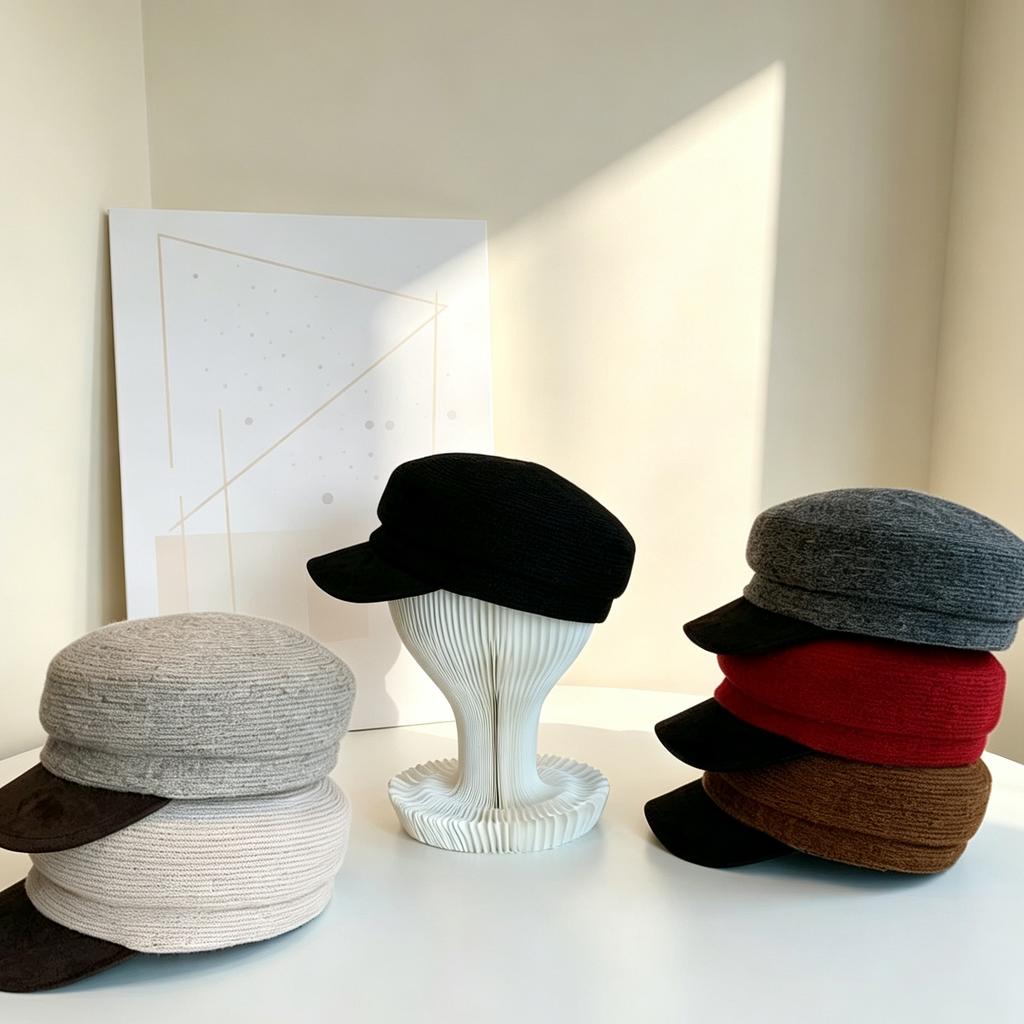 Autumn and winter hats, new newsboy hats, solid color simple cap, flat top women's outdoor fashion equestrian hats