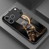 Черный волк на луне Закаленное стекло Чехол для телефона Подходит для iPhone 17 16 15 14 13 12 11 Pro/Max/Plus Ударопрочная задняя крышка