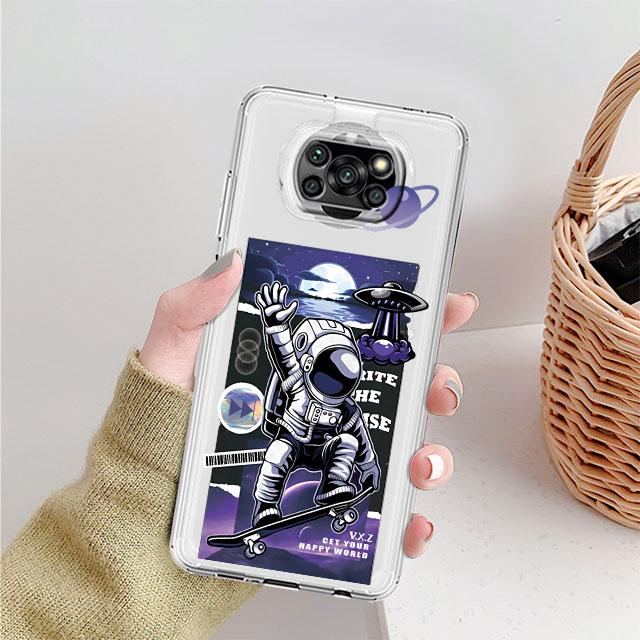 Милый прозрачный чехол Astronaut Planet для Xiaomi Mi Poco X3 NFC M3 Pro F3 F1 11 Lite 12 Redmi Note 10 9S 8 7 9 мягкий чехол для телефона