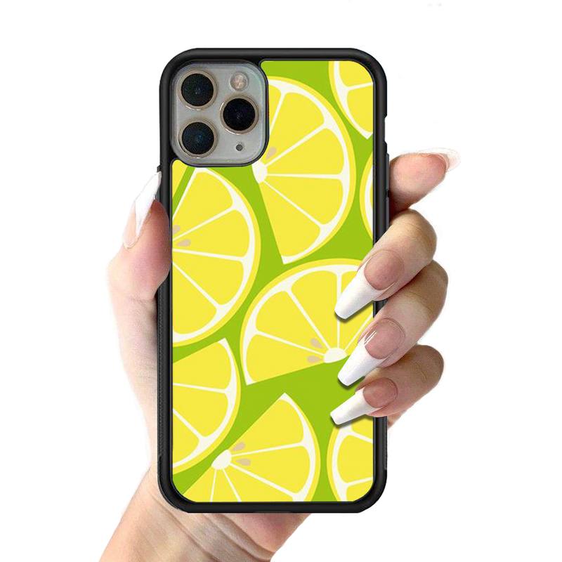 Летний чехол для телефона с зелеными листьями, фруктами и лимоном, силиконовый чехол из ПК + ТПУ для iPhone 11 12 13 Pro Max 8 7 6 Plus X SE XR Hard Fundas