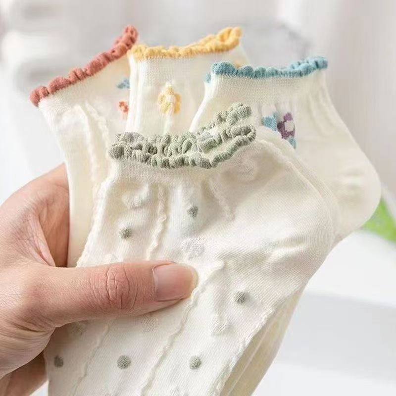 5 пар Модных и милых женских носков с низким вырезом для весны и осени с кружевом, женские носки с коротким голенищем, летние носки-лодочки