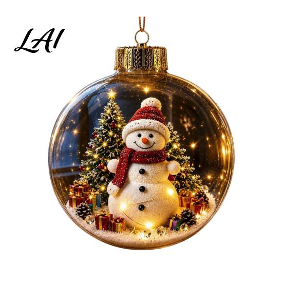 Warm Light Seasonal Ornaments Glowing Clear Christmas Ball Ornament Up Story Decoration with LED Decorative Garland Accents Light Mini Holiday Scene